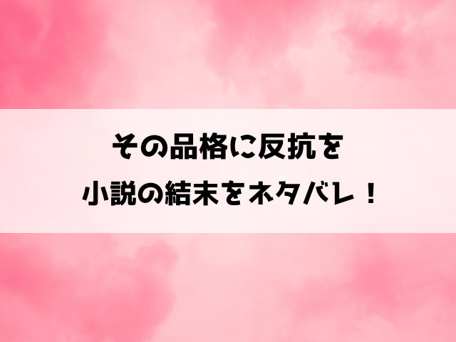 その品格に反抗をネタバレ！10話以降の内容と原作小説の結末をご紹介！