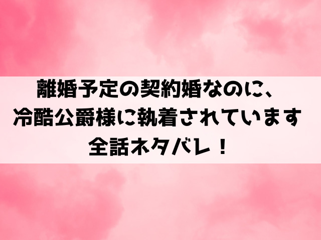 離婚予定の契約婚なのに原作は小説？ネタバレや結末についても徹底解説！