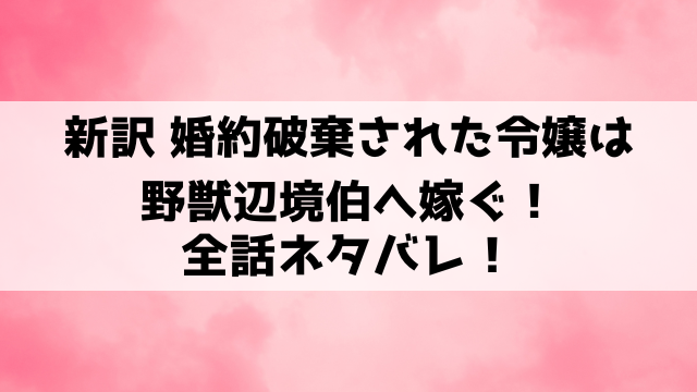 新訳 婚約破棄された令嬢は野獣辺境伯へ嫁ぐネタバレ！最終話の結末まで徹底考察！