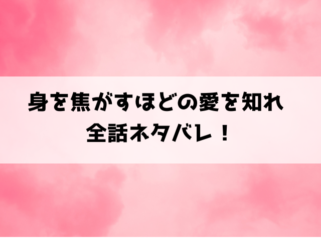 【身を焦がすほどの愛を知れ】ネタバレ！最終回の結末まで徹底考察！